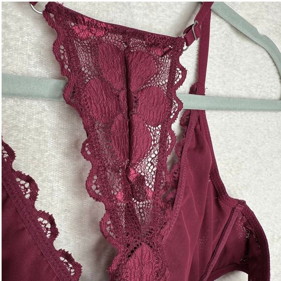 Aerie Happy Lace Floral Racerback Underwire Bralette Red Size 34A Intimates Bra - Picture 8 of 11